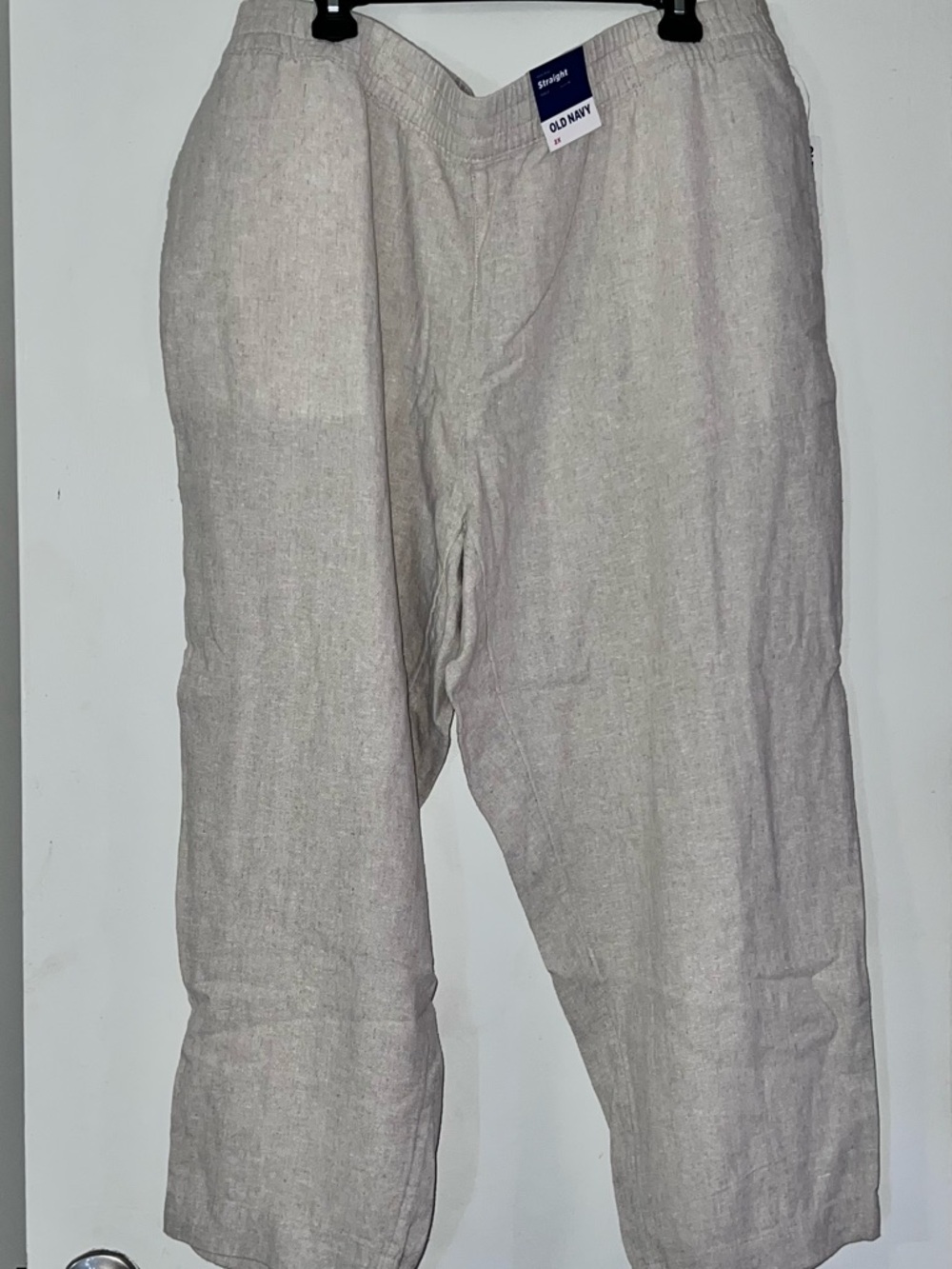 Old Navy Neutral Beige Linen-Blend Crop Pants